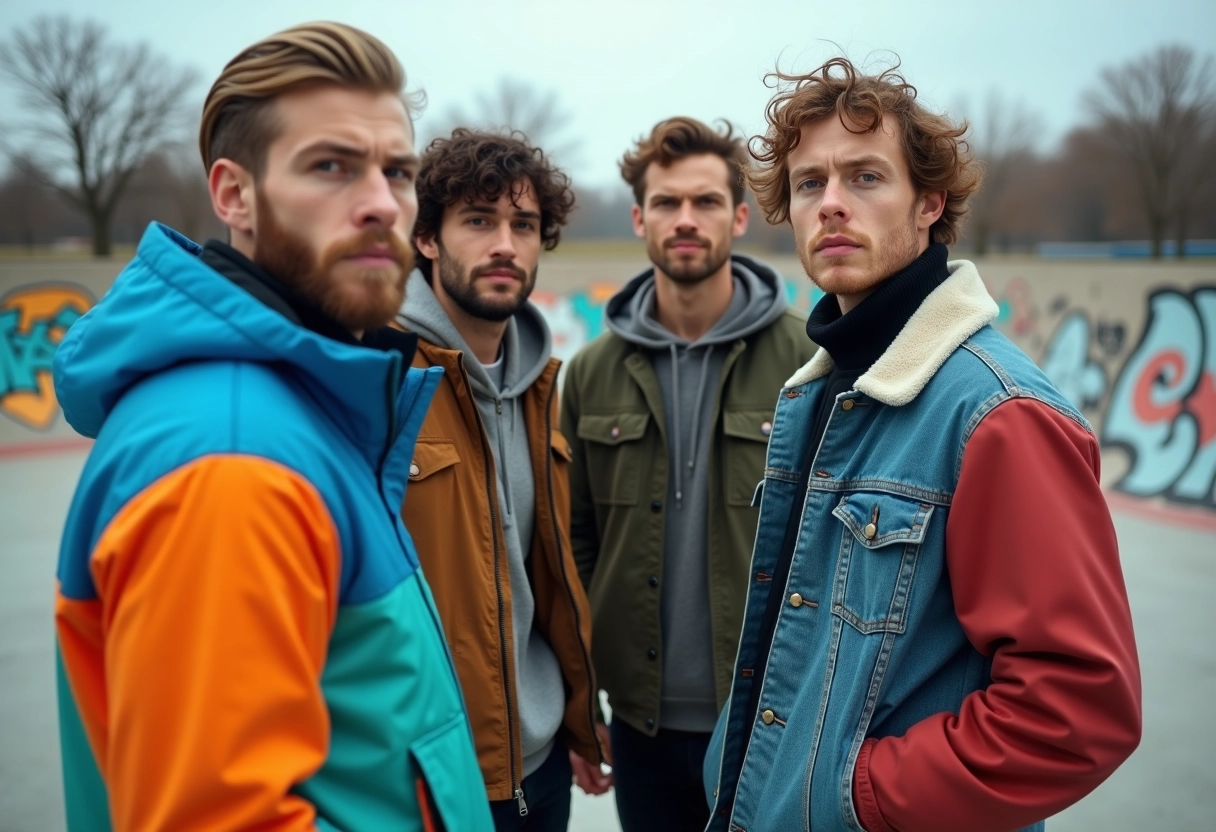 Groupe d hommes dans un skatepark urbain