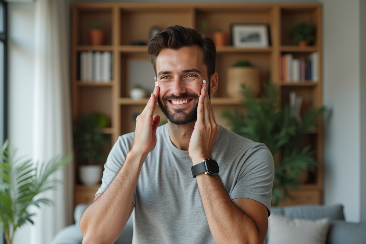 Homme appliquant une essence dans un intérieur moderne