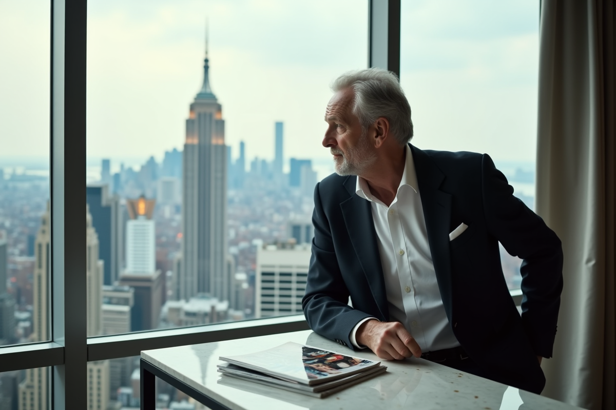 Homme regardant la ville depuis une fenêtre